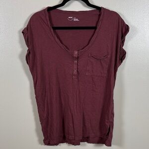 Aerie Oversized Women's Short Sleeve Top in Burgundy